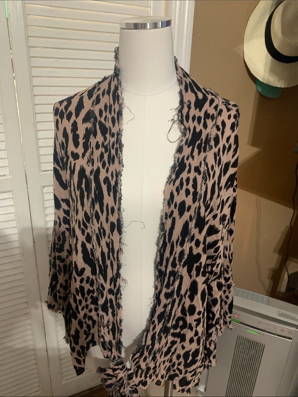 Umgee Dusty Pink and Black Leopard Open Cardigan